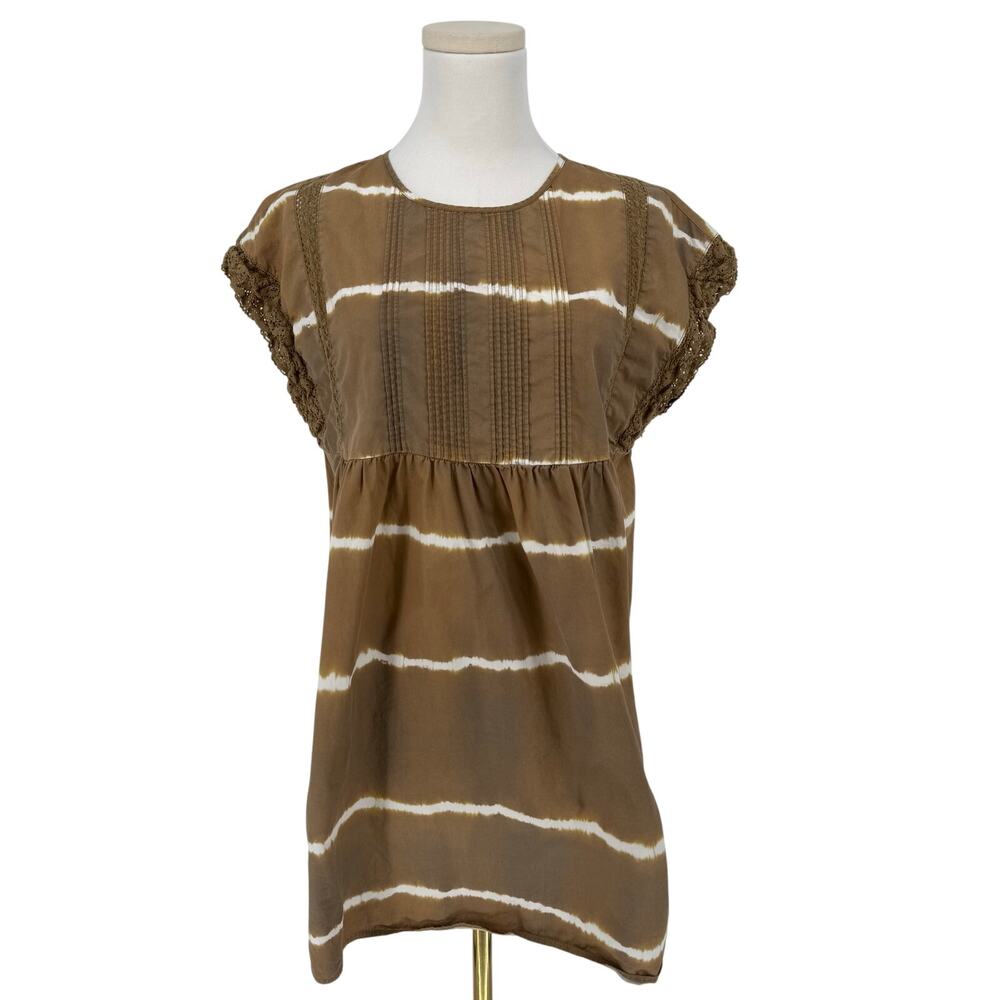 Anthropologie Corey Lynn Calter Babydoll Tunic Top Womens S Neutral Tie Dye Boho